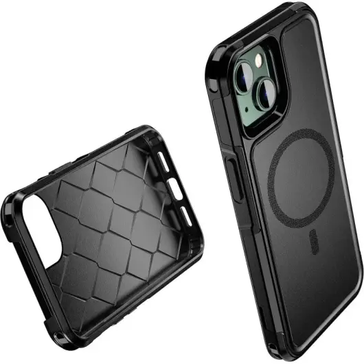 Apple iPhone 14 Hoesje Dual-Layer Hybride Back Cover met MagSafe Zwart afbeelding 10