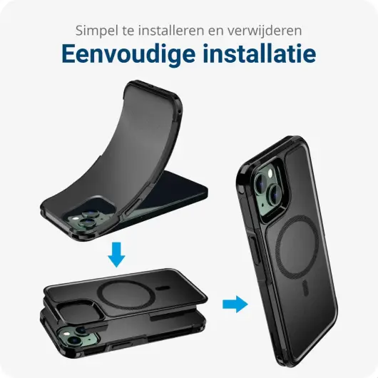 Apple iPhone 14 Hoesje Dual-Layer Hybride Back Cover met MagSafe Zwart afbeelding 6