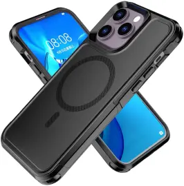 Apple iPhone 14 Pro Hoesje Dual-Layer Hybride Back Cover met MagSafe Zwart