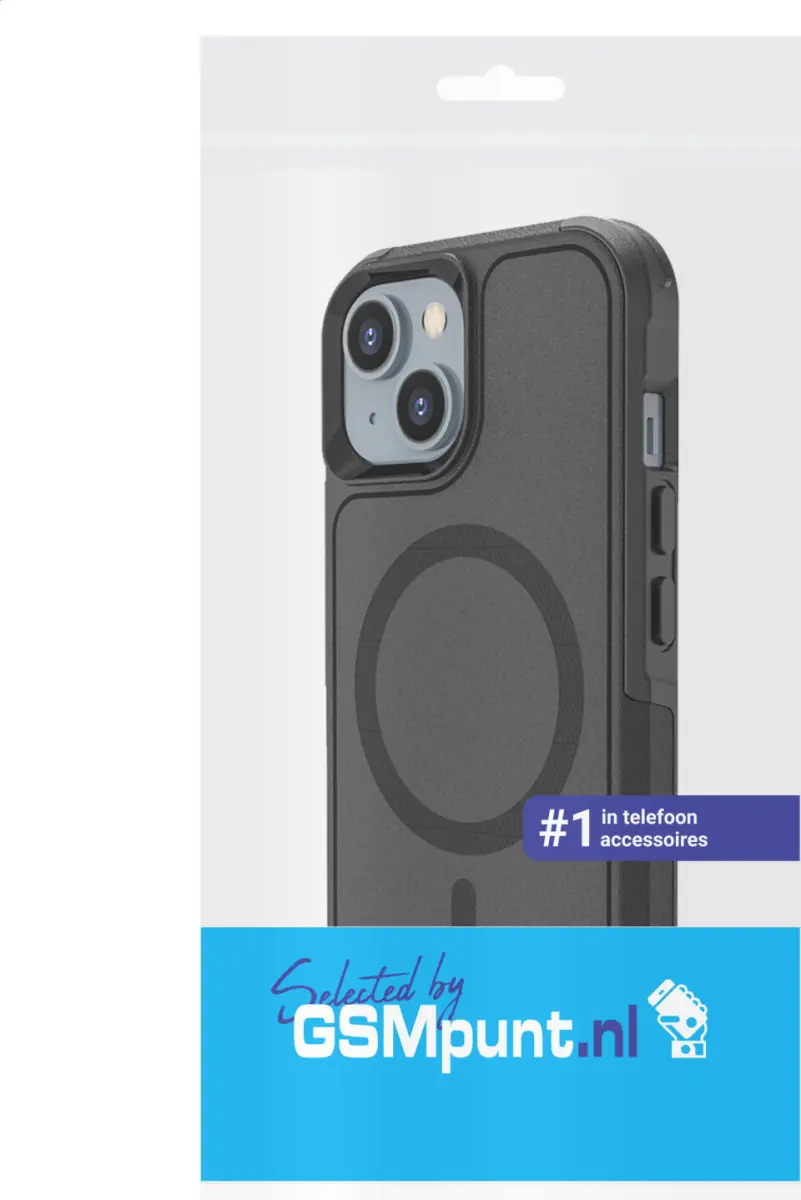Apple iPhone 15 Hoesje Dual-Layer Hybride Back Cover met MagSafe Zwart afbeelding 12