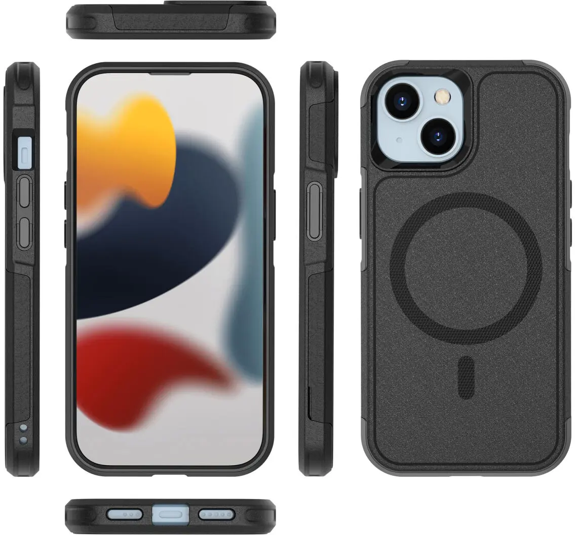 Apple iPhone 15 Hoesje Dual-Layer Hybride Back Cover met MagSafe Zwart afbeelding 10