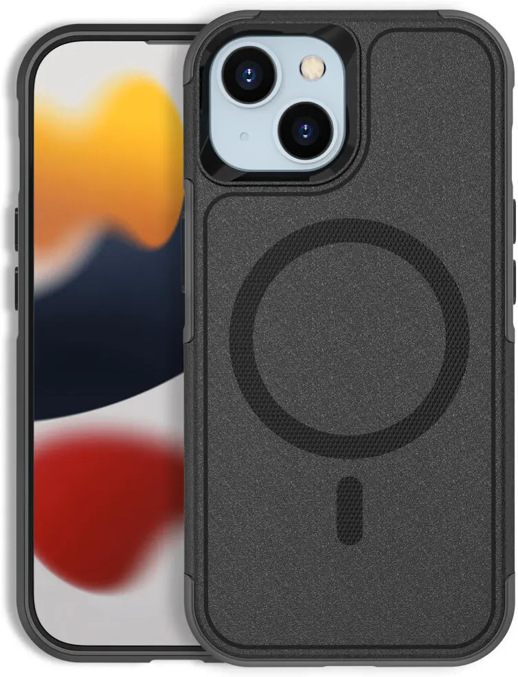Apple iPhone 15 Hoesje Dual-Layer Hybride Back Cover met MagSafe Zwart afbeelding 11