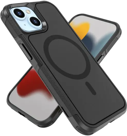 Apple iPhone 15 Hoesje Dual-Layer Hybride Back Cover met MagSafe Zwart afbeelding 1