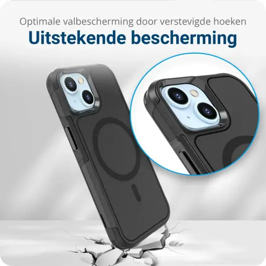 Apple iPhone 15 Hoesje Dual-Layer Hybride Back Cover met MagSafe Zwart afbeelding 2