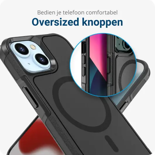 Apple iPhone 15 Hoesje Dual-Layer Hybride Back Cover met MagSafe Zwart afbeelding 4