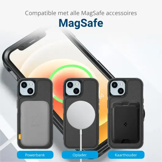 Apple iPhone 15 Hoesje Dual-Layer Hybride Back Cover met MagSafe Zwart afbeelding 6