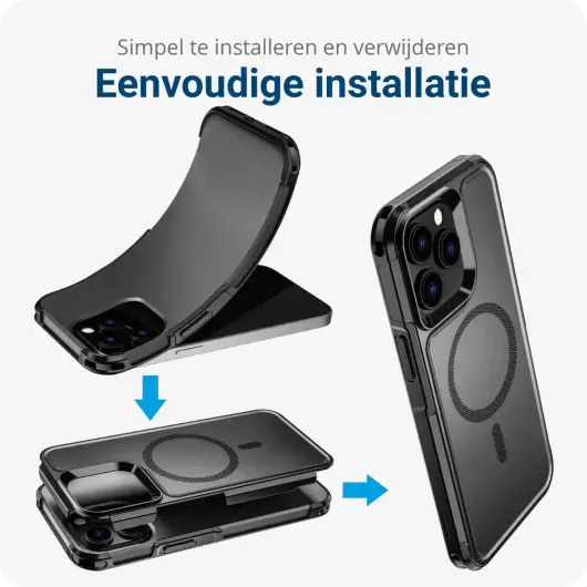 Apple iPhone 15 Hoesje Dual-Layer Hybride Back Cover met MagSafe Zwart afbeelding 7