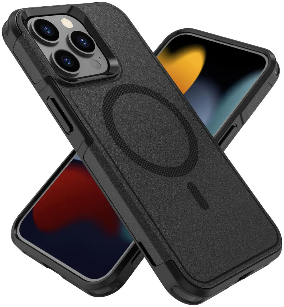 Apple iPhone 15 Pro Max Hoesje Dual-Layer Hybride Back Cover met MagSafe Zwart afbeelding 1