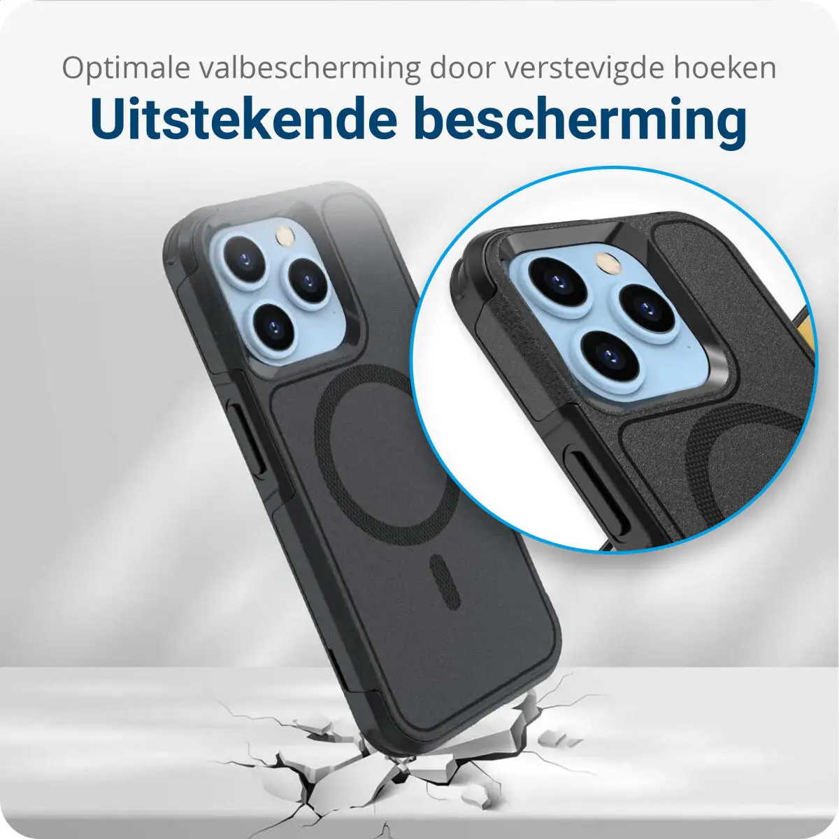 Apple iPhone 15 Pro Max Hoesje Dual-Layer Hybride Back Cover met MagSafe Zwart afbeelding 2
