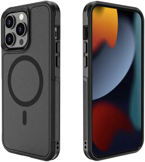 Apple iPhone 15 Pro Max Hoesje Dual-Layer Hybride Back Cover met MagSafe Zwart afbeelding 10