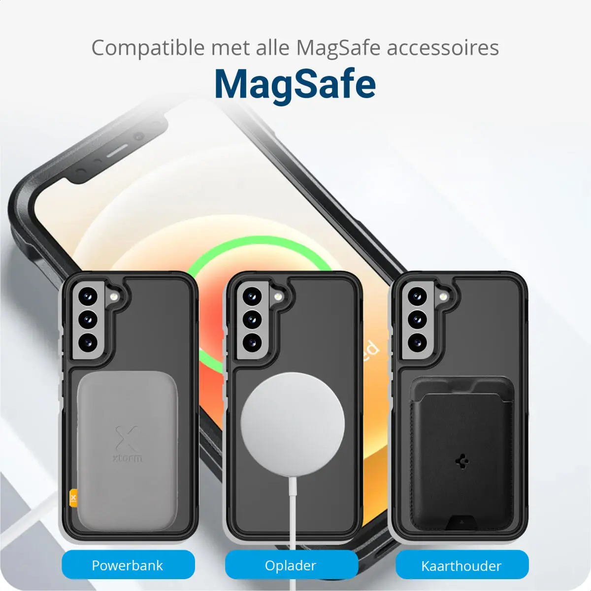 Samsung Galaxy S22 Plus Hoesje Dual-Layer Hybride Back Cover met MagSafe Zwart afbeelding 6