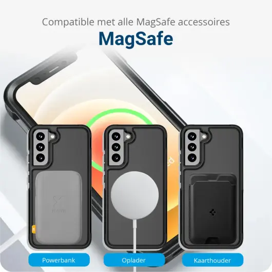 Samsung Galaxy S22 Plus Hoesje Dual-Layer Hybride Back Cover met MagSafe Zwart afbeelding 6
