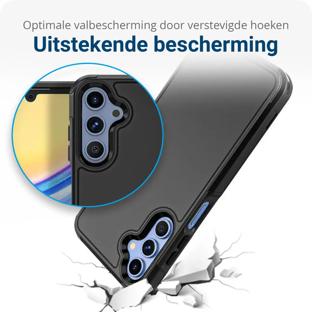 Samsung Galaxy A15 Hoesje Dual-Layer Hybride Back Cover met MagSafe Zwart afbeelding 2