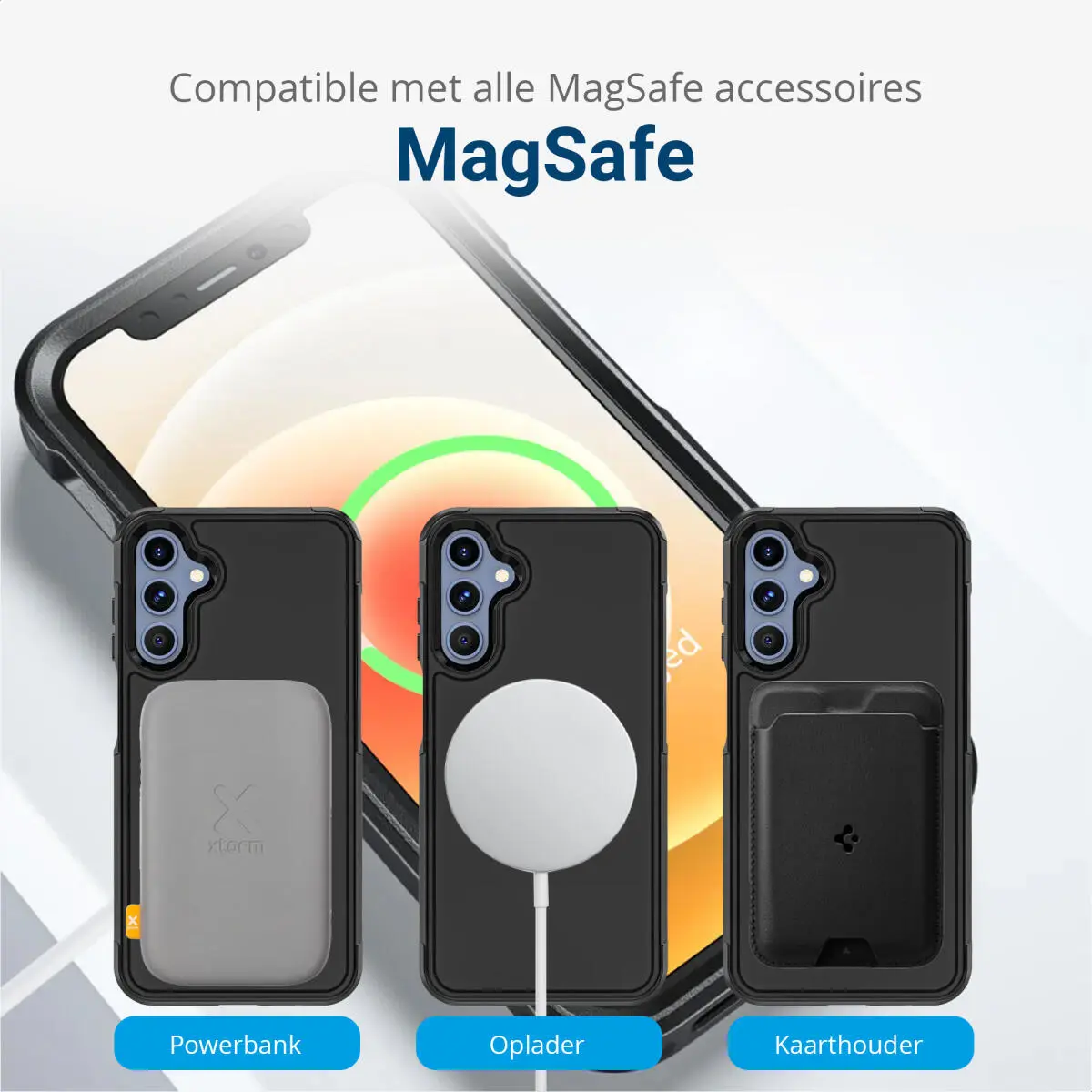 Samsung Galaxy A15 Hoesje Dual-Layer Hybride Back Cover met MagSafe Zwart afbeelding 6