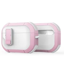 Dux Ducis PECP Apple AirPods Pro 1 / 2 Hoesje met Aluminum Haak Wit Roze