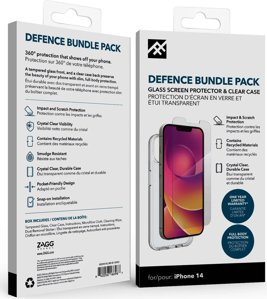 ZAGG Defence Bundle iPhone 14 Hoesje Transparant + Screen Protector afbeelding 4