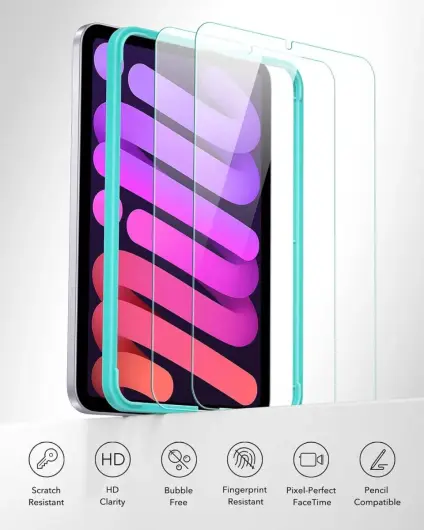 ESR iPad Mini 7/6 Screen Protector Tempered Glass met Montageframe (2-Pack) afbeelding 6