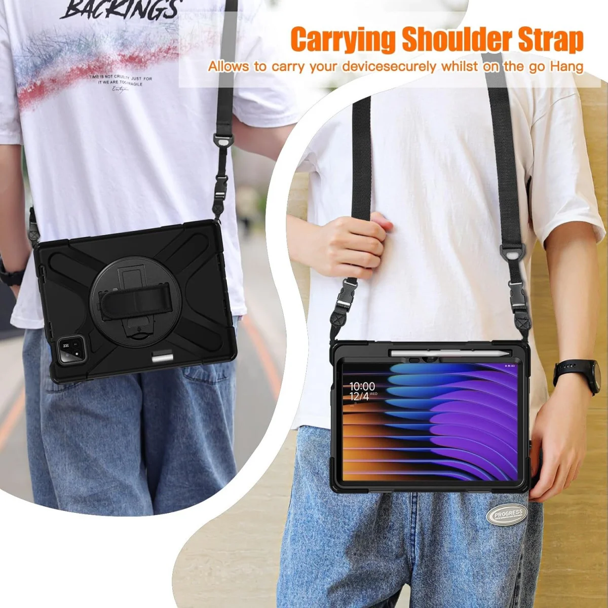 Xiaomi Pad 7 / 7 Pro Hoes Back Cover met Kickstand en Handriem Zwart afbeelding 4