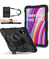 Xiaomi Redmi Pad Pro / Poco Pad Hoes Back Cover met Kickstand en Handriem Zwart