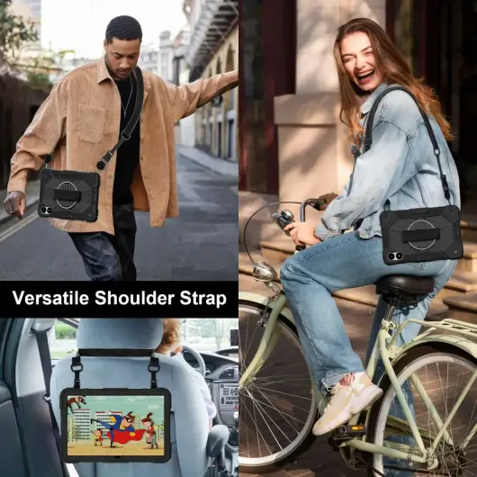 Xiaomi Redmi Pad Pro / Poco Pad Hoes Back Cover met Kickstand en Handriem Zwart afbeelding 7