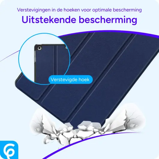 Apple iPad 10.2 (2019/2020/2021) Hoes Luxe Tri-Fold Book Case Kunst Leer Blauw afbeelding 2