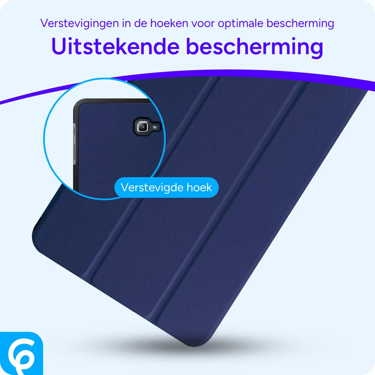 Samsung Galaxy Tab A 10.1 (2016) Hoes Luxe Tri-Fold Book Case Kunst Leer Blauw afbeelding 2