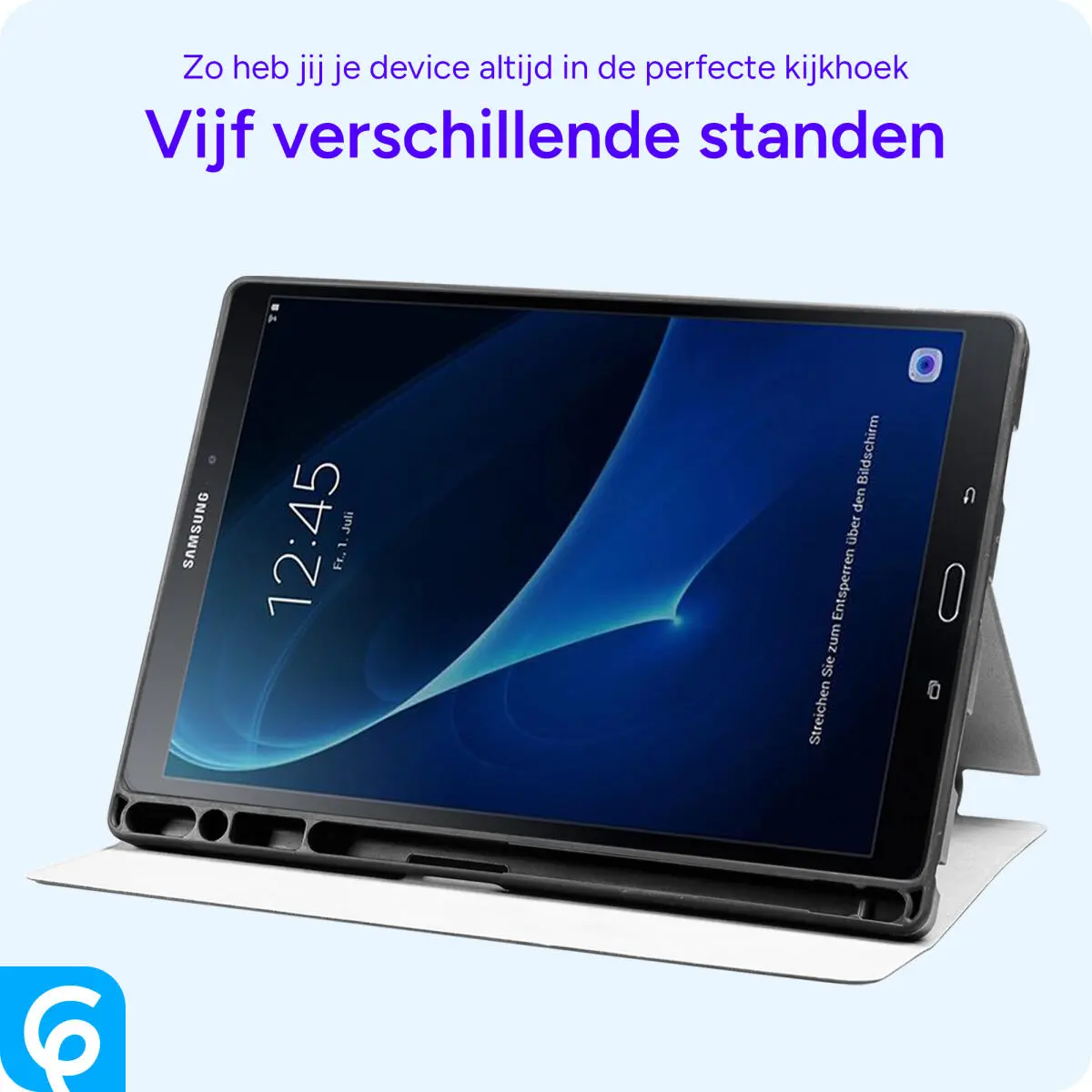 Samsung Galaxy Tab A 10.1 (2016) Hoes Luxe Tri-Fold Book Case Kunst Leer Blauw afbeelding 5