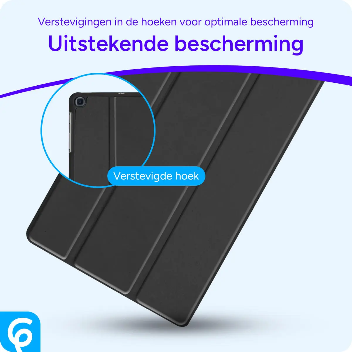 Samsung Galaxy Tab A 10.1 (2019) Hoes Luxe Tri-Fold Book Case Kunst Leer Zwart afbeelding 2