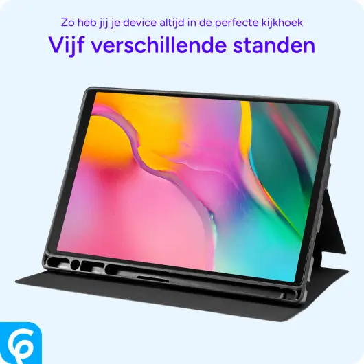 Samsung Galaxy Tab A 10.1 (2019) Hoes Luxe Tri-Fold Book Case Kunst Leer Zwart afbeelding 5