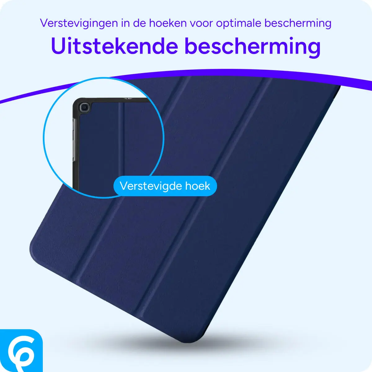 Samsung Galaxy Tab A 10.1 (2019) Hoes Luxe Tri-Fold Book Case Kunst Leer Blauw afbeelding 2