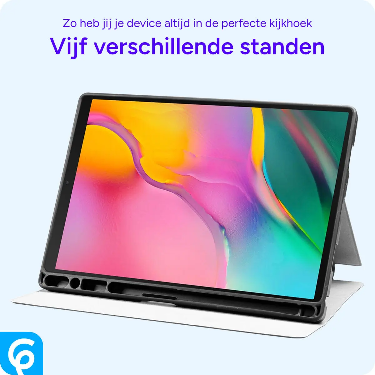 Samsung Galaxy Tab A 10.1 (2019) Hoes Luxe Tri-Fold Book Case Kunst Leer Blauw afbeelding 5
