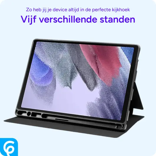 Samsung Galaxy Tab A7 Lite Hoes Luxe Tri-Fold Book Case Kunst Leer Zwart afbeelding 4
