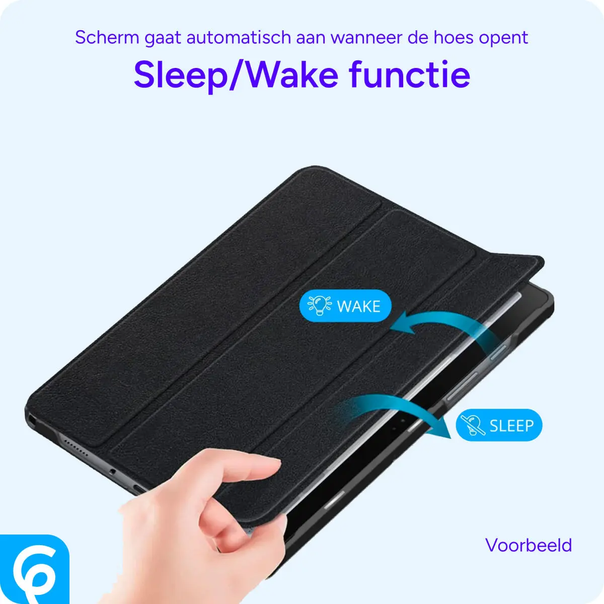 Samsung Galaxy Tab A7 Lite Hoes Luxe Tri-Fold Book Case Kunst Leer Blauw afbeelding 7