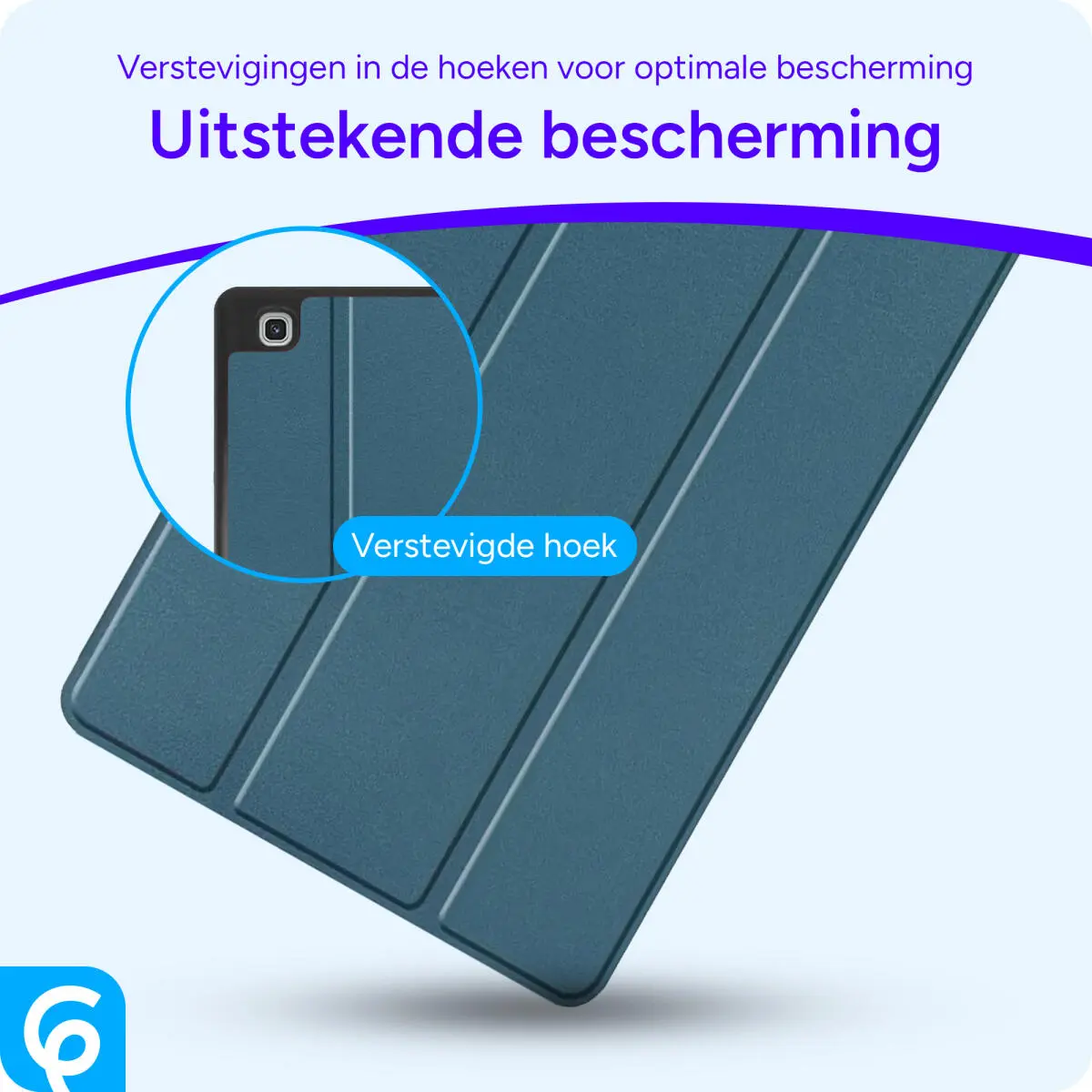 Samsung Galaxy Tab A7 Lite Hoes Luxe Tri-Fold Book Case Kunst Leer Blauw afbeelding 2
