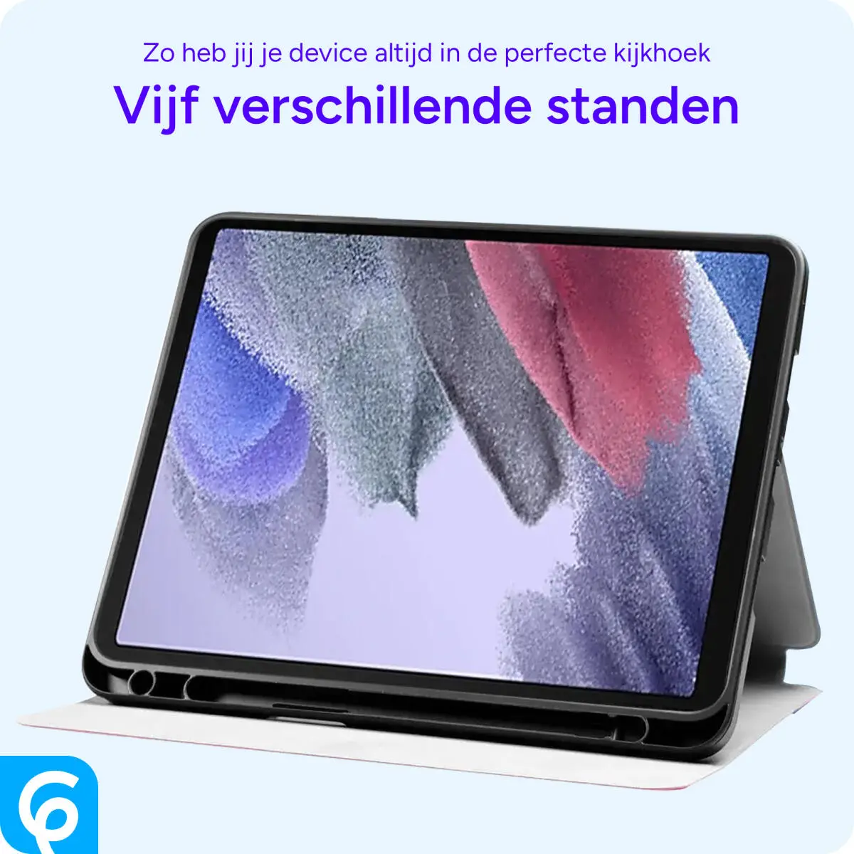 Samsung Galaxy Tab A7 Lite Hoes Luxe Tri-Fold Book Case Kunst Leer Blauw afbeelding 5