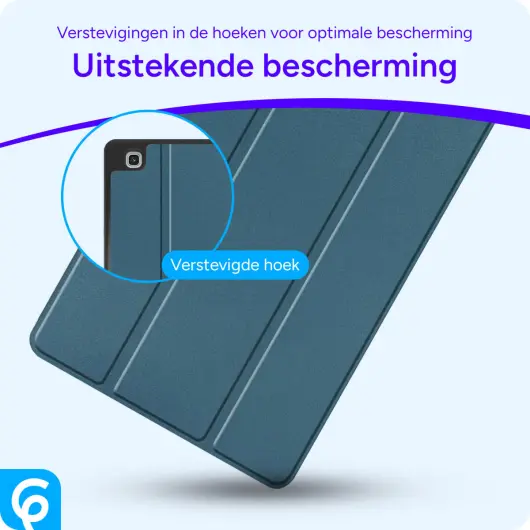 Samsung Galaxy Tab A7 Lite Hoes Luxe Tri-Fold Book Case Kunst Leer Blauw afbeelding 2