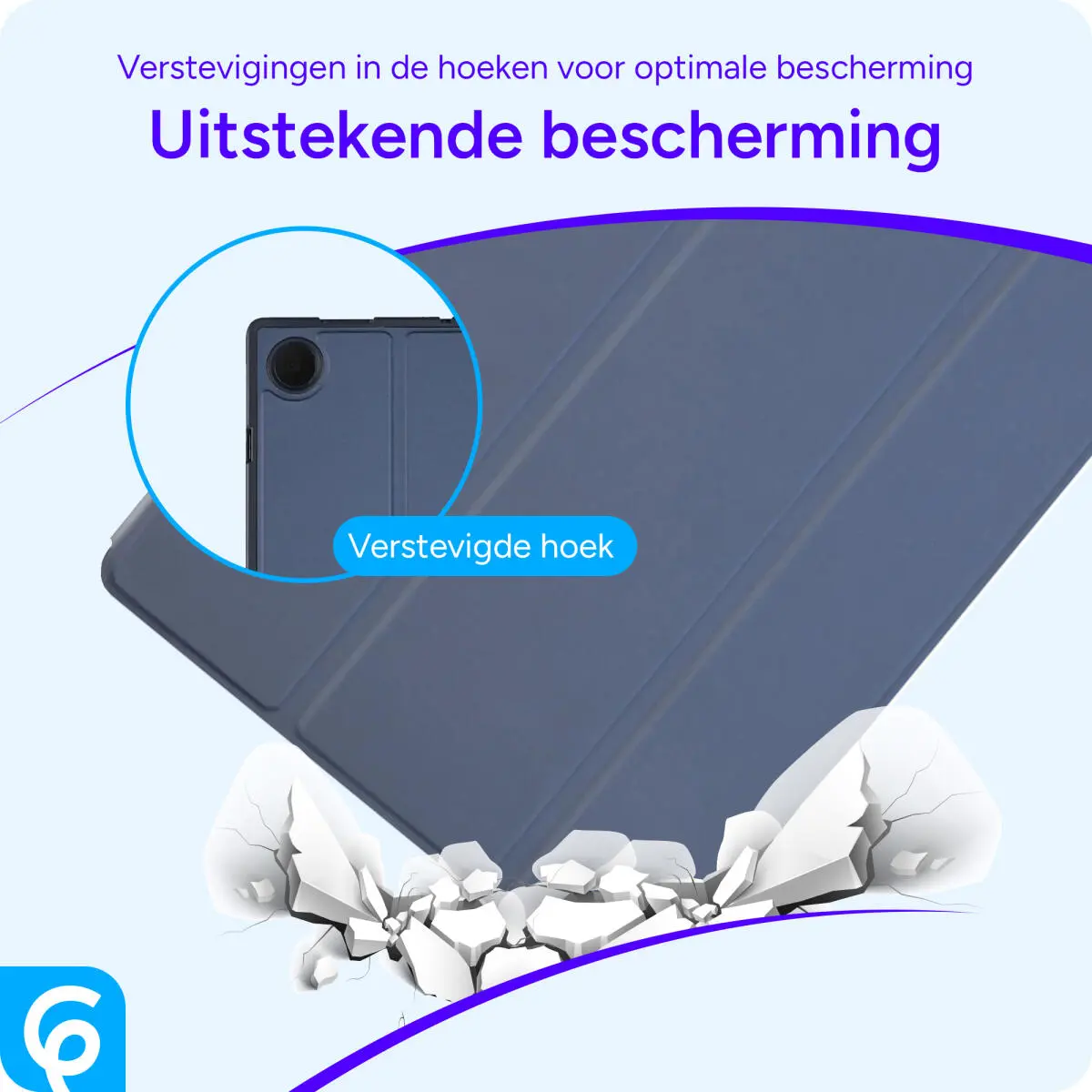 Samsung Galaxy Tab A8 Hoes Luxe Tri-Fold Book Case Kunst Leer Blauw afbeelding 2