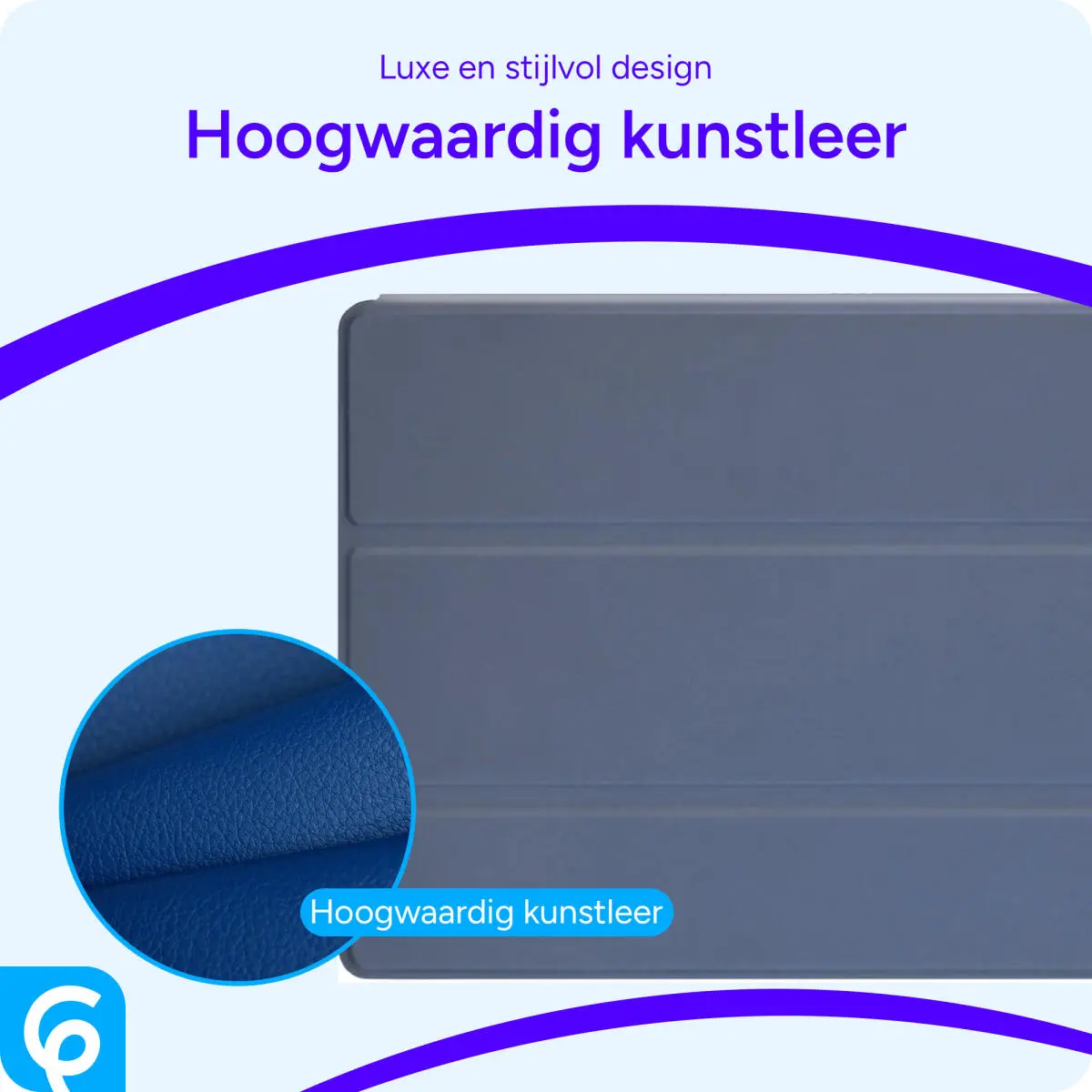 Samsung Galaxy Tab A8 Hoes Luxe Tri-Fold Book Case Kunst Leer Blauw afbeelding 7
