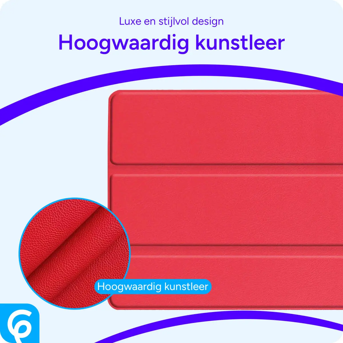 Samsung Galaxy Tab A8 Hoes Luxe Tri-Fold Book Case Kunst Leer Rood afbeelding 7