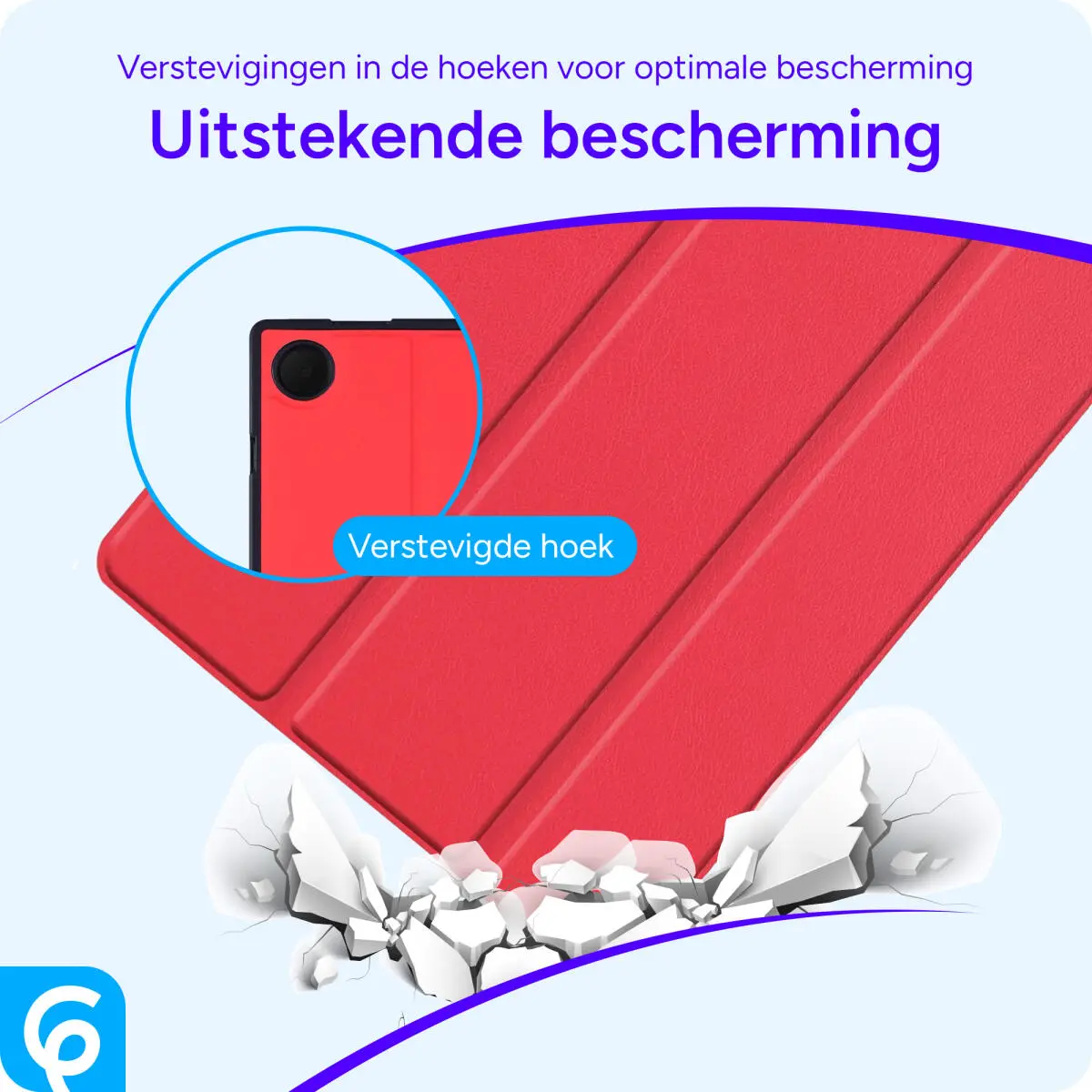 Samsung Galaxy Tab A8 Hoes Luxe Tri-Fold Book Case Kunst Leer Rood afbeelding 2