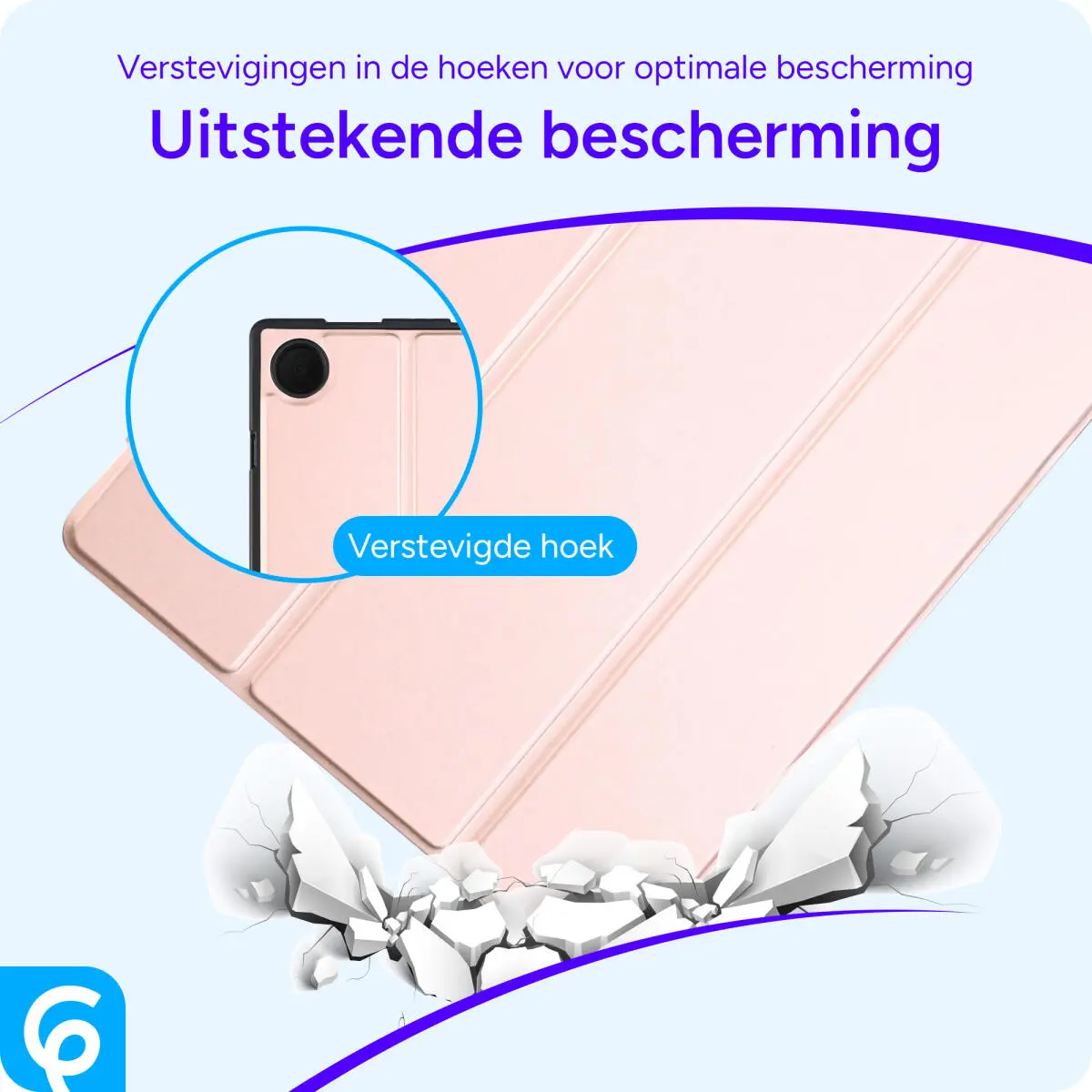 Samsung Galaxy Tab A8 Hoes Luxe Tri-Fold Book Case Kunst Leer Roze afbeelding 2