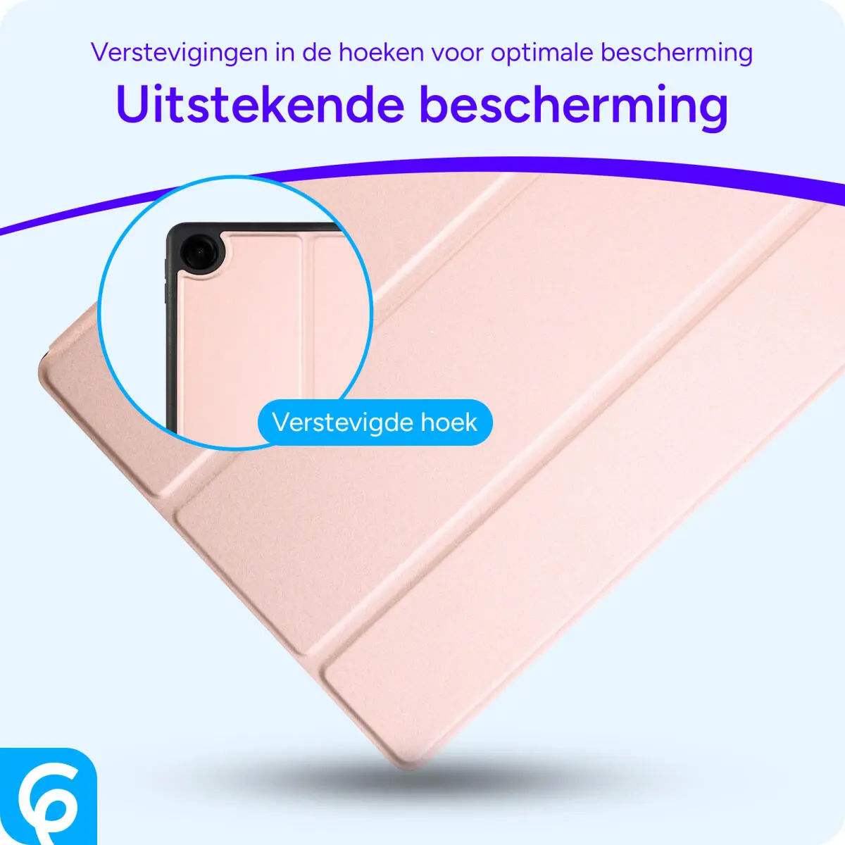Samsung Galaxy Tab A9 Hoes Luxe Tri-Fold Book Case Kunst Leer Roze afbeelding 2