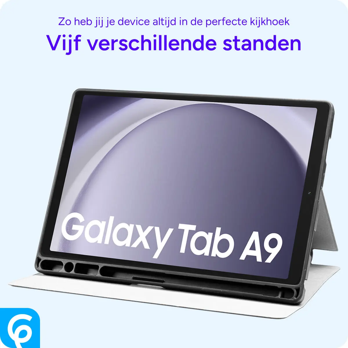 Samsung Galaxy Tab A9 Hoes Luxe Tri-Fold Book Case Kunst Leer Roze afbeelding 5