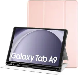 Samsung Galaxy Tab A9 Hoes Luxe Tri-Fold Book Case Kunst Leer Roze