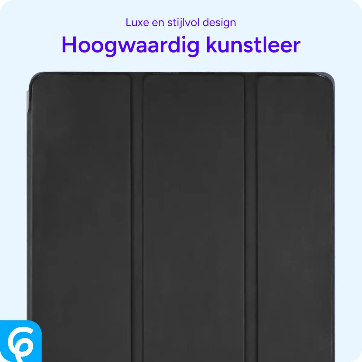 Samsung Galaxy Tab A9 Plus Hoes Luxe Tri-Fold Book Case Kunst Leer Zwart afbeelding 6