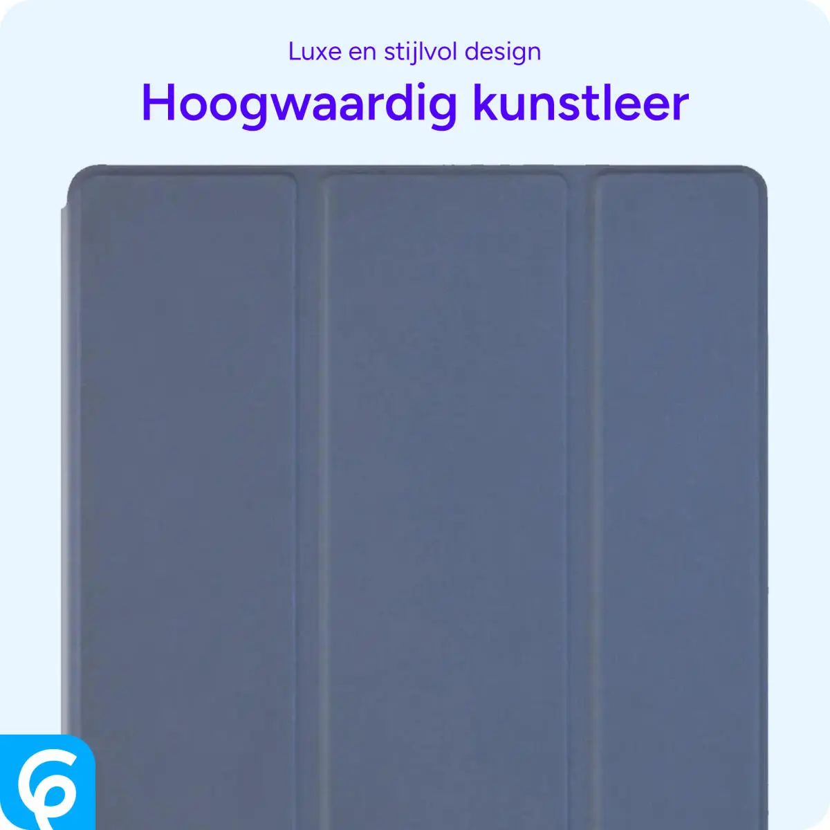 Samsung Galaxy Tab A9 Plus Hoes Luxe Tri-Fold Book Case Kunst Leer Blauw afbeelding 6