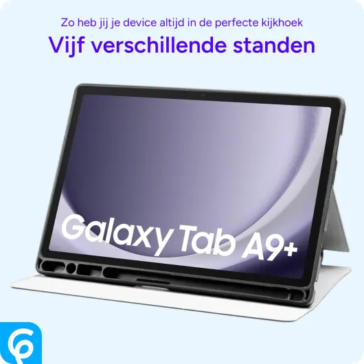 Samsung Galaxy Tab A9 Plus Hoes Luxe Tri-Fold Book Case Kunst Leer Roze afbeelding 5