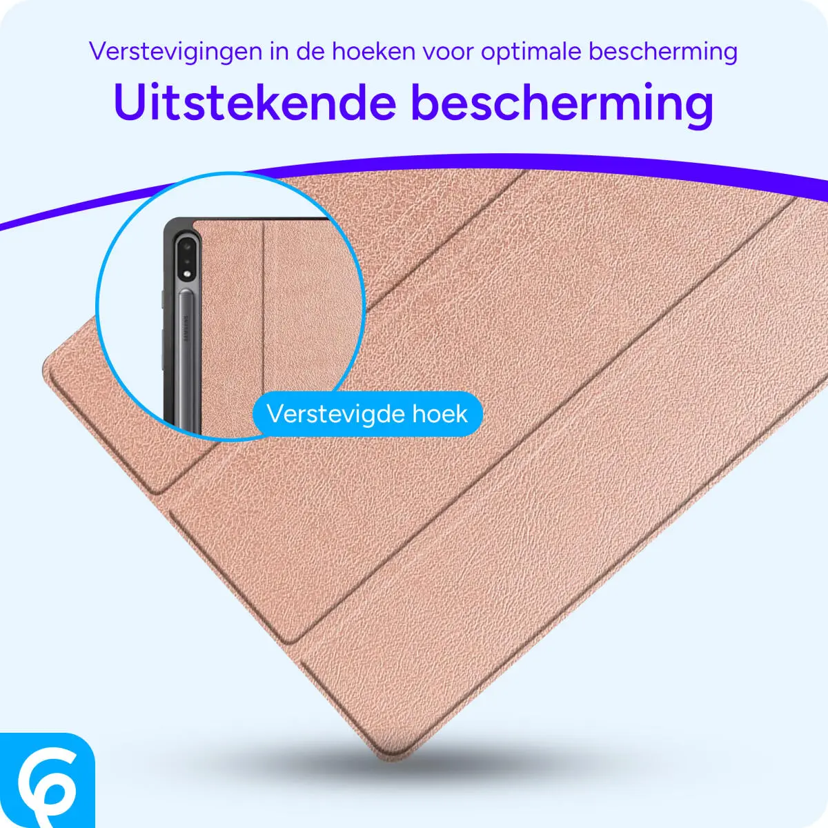 Samsung Galaxy Tab S10+/S9+/S9 FE+ Hoes Luxe Tri-Fold Book Case Kunst Leer Roze afbeelding 2