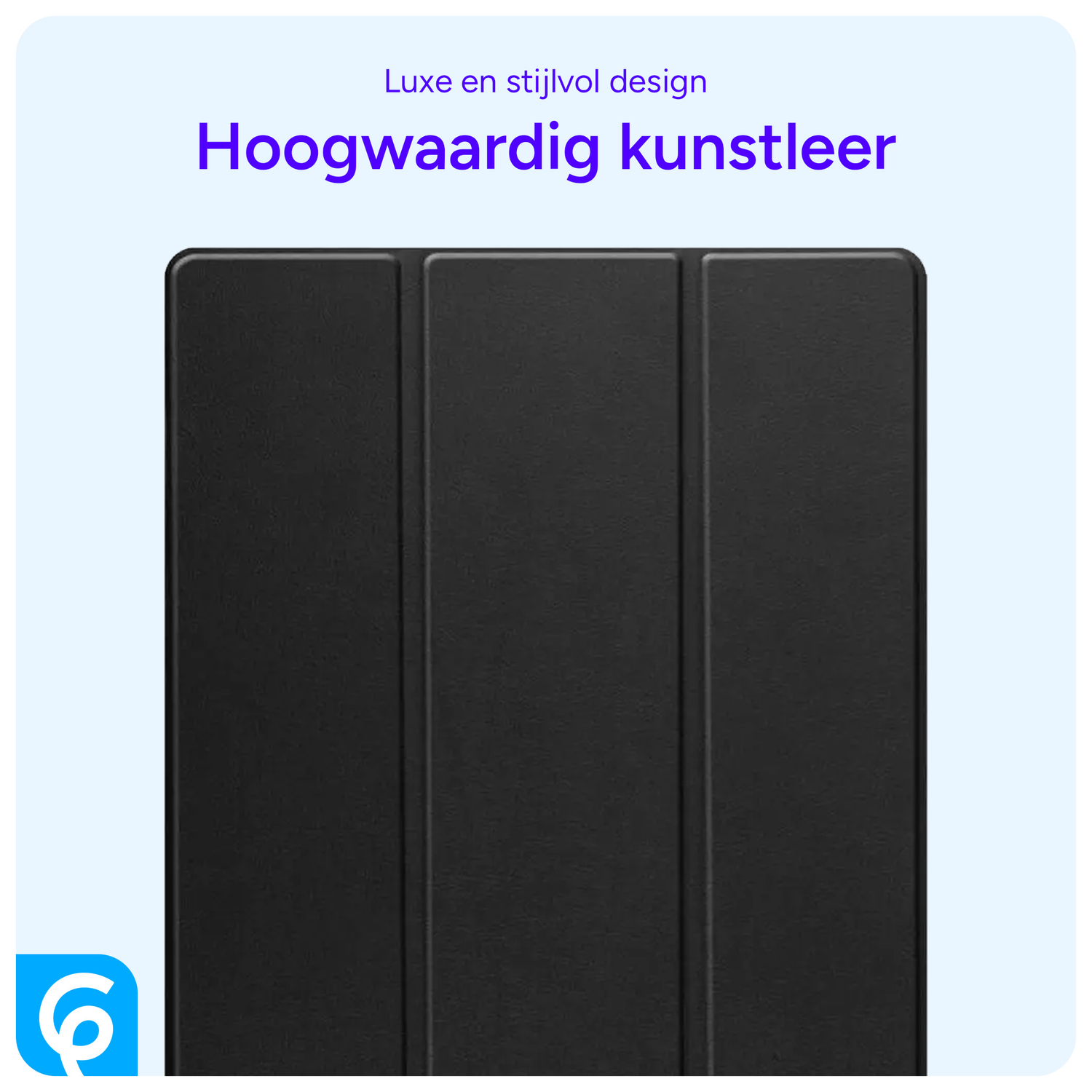 Samsung Tab S10 Ultra / S9 Ultra Hoes Luxe Tri-Fold Book Case Kunst Leer Zwart afbeelding 6