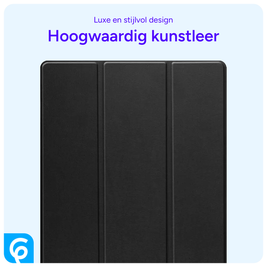 Samsung Tab S10 Ultra / S9 Ultra Hoes Luxe Tri-Fold Book Case Kunst Leer Zwart afbeelding 6